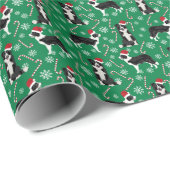 Border Collie Santa Paws kerstsnoepriet Cadeaupapier (Rol Hoek)