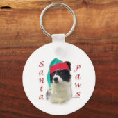 Border Collie Santa Paws Sleutelhanger (Voorkant)