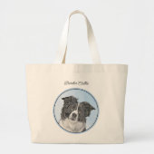 Border Collie Schilderen Rough Black & White Dog A Grote Tote Bag (Voorkant)