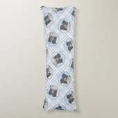 Border Collie Schilderen Rough Black & White Dog A Lichaamskussen (Voorkant Verticaal)