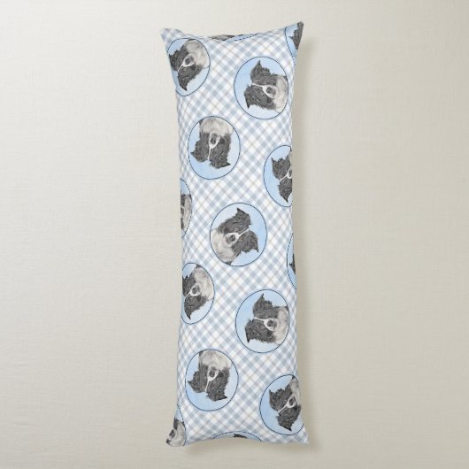 Border Collie Schilderen Rough Black & White Dog A Lichaamskussen (Achterkant (Verticaal))