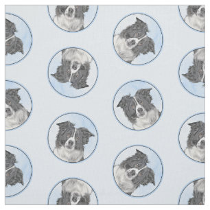 Border Collie Schilderen Rough Black & White Dog A Stof