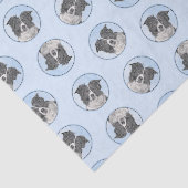 Border Collie Schilderen Rough Black & White Dog A Tissuepapier (Detail)