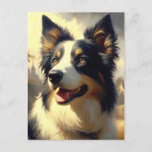 Border Collie schilderij Briefkaart