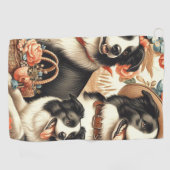  Border Collie schilderij Golfhanddoek (Horizontaal)