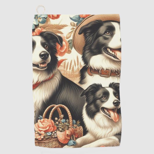  Border Collie schilderij Golfhanddoek (Voorkant)