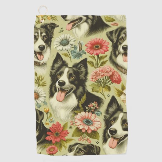  Border Collie schilderij Golfhanddoek (Voorkant)