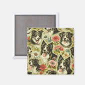 Border Collie schilderij Magneet (Voorkant / Achterkant)