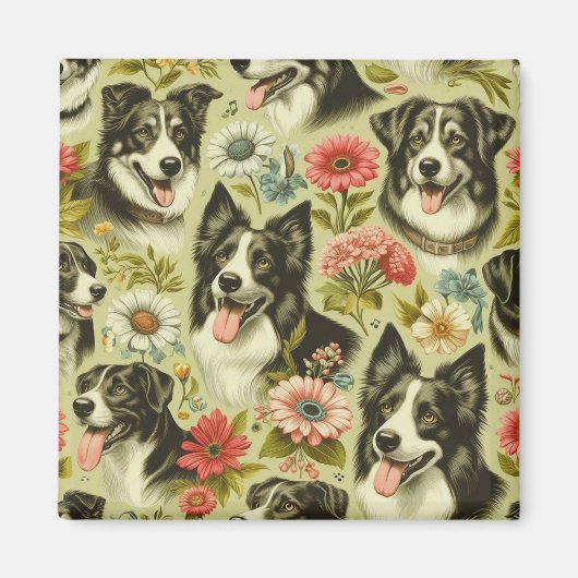 Border Collie schilderij Magneet (Voorkant)