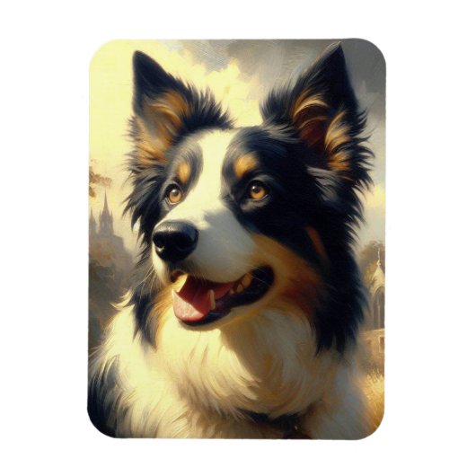 Border Collie schilderij Magneet (Verticaal)