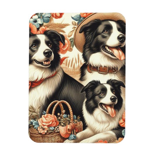 Border Collie schilderij Magneet (Verticaal)