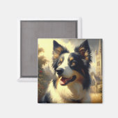 Border Collie schilderij Magneet (Voorkant / Achterkant)