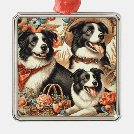  Border Collie schilderij Metalen Ornament (Voorkant)