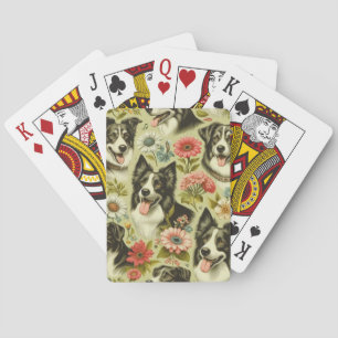 Border Collie schilderij Pokerkaarten