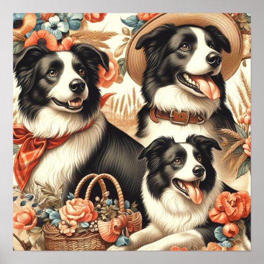 Border Collie schilderij Poster (Voorkant)