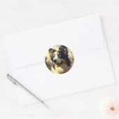 Border Collie schilderij Ronde Sticker (Envelop)