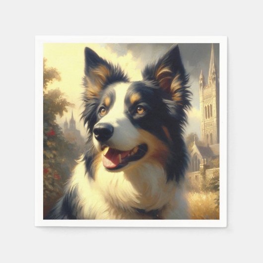  Border Collie schilderij Servet (Voorkant)