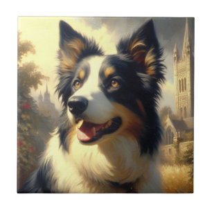 Border Collie schilderij Tegeltje