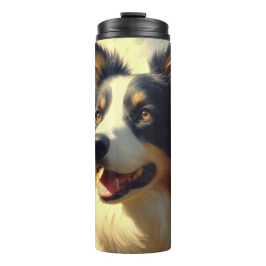 Border Collie schilderij Thermosbeker (Voorkant)