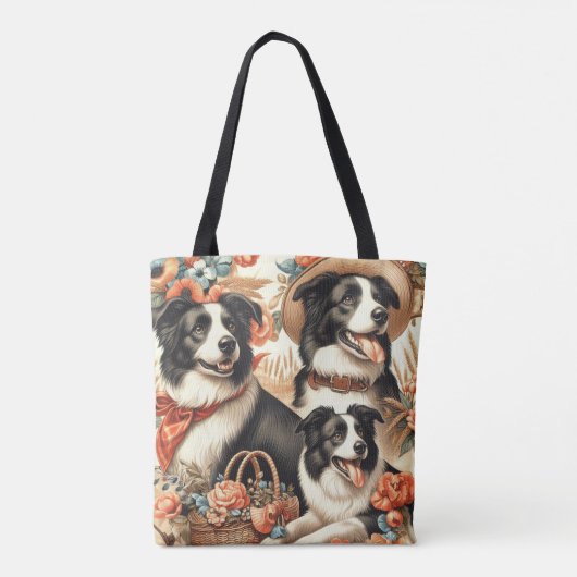  Border Collie schilderij Tote Bag (Achterkant)