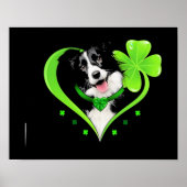 Border Collie Shamrock Heart Poster (Voorkant)