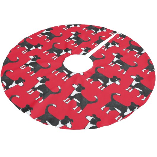 Border Collie Sheep Dog Red Kerstboom Rok (Gekanteld)