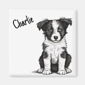 Border Collie Sheepdog Puppy Custom Name Cute Magneet (Voorkant)