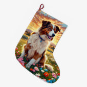 Border Collie Shepherd Dog Grote Kerstsok (Voorkant (Hangend))