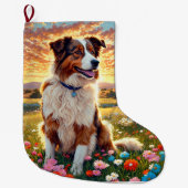 Border Collie Shepherd Dog Grote Kerstsok (Voorkant)