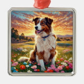 Border Collie Shepherd Dog Metalen Ornament (Voorkant)