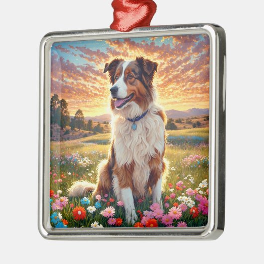 Border Collie Shepherd Dog Metalen Ornament (Links)