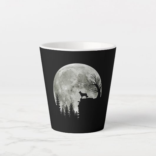 Border Collie silhouet Op Berg Halloween Hond Latte Mok (Voorkant)