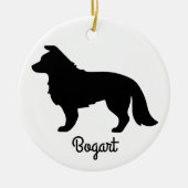Border Collie Silhouette Keramisch Ornament (Voorkant)