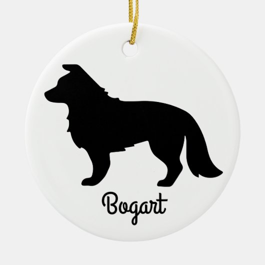 Border Collie Silhouette Keramisch Ornament (Voorkant)