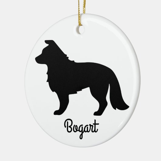 Border Collie Silhouette Keramisch Ornament (Links)