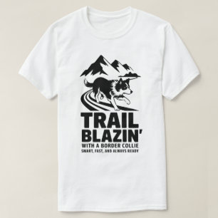 Border Collie Silhouette met Trail Path T-shirt