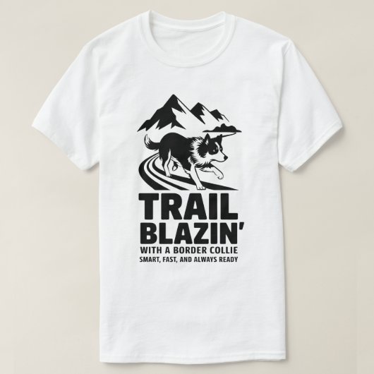 Border Collie Silhouette met Trail Path T-shirt (Design voorkant)