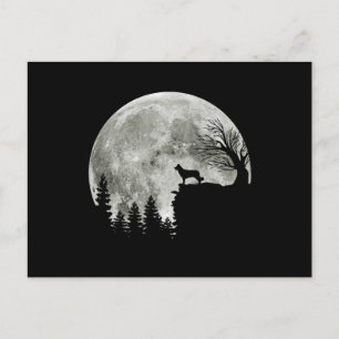 Border Collie silhouette on Mountain Halloween Dog Briefkaart