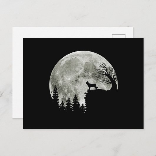 Border Collie silhouette on Mountain Halloween Dog Briefkaart (Voorkant / Achterkant)