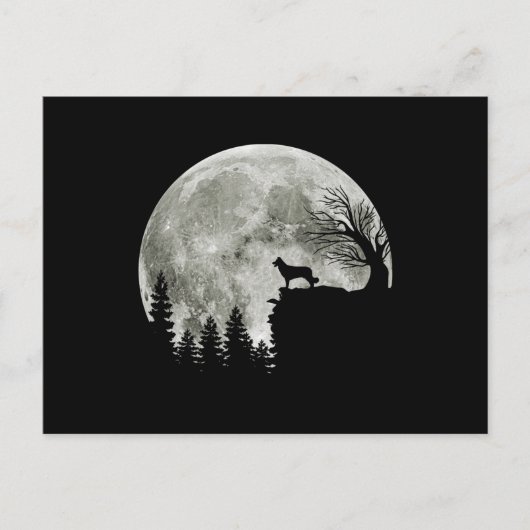 Border Collie silhouette on Mountain Halloween Dog Briefkaart (Voorkant)