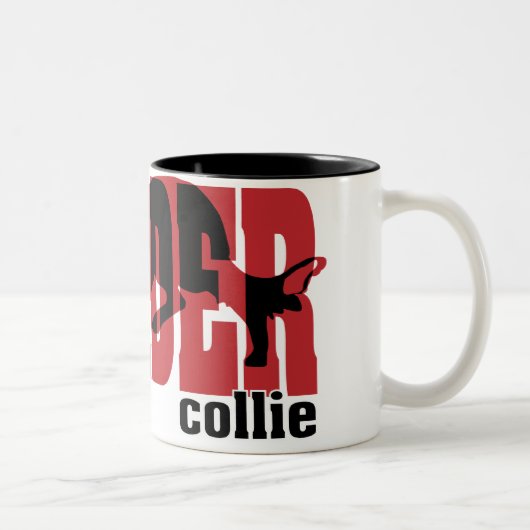 Border Collie silhouette Tweekleurige Koffiemok (Rechts)