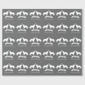 Border Collie Silhouetten Bruiloft met aangepaste  Cadeaupapier (Vlak)