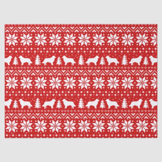 Border Collie Silhouetten Kerstpatroon Tissuepapier (Voorkant)