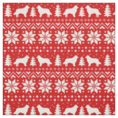 Border Collie Silhouettes kerstfeestdagen Stof (Swatch)
