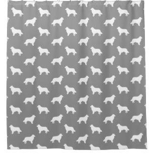 Border Collie Silhouettes Pattern Grey Douchegordijn