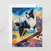 Border Collie Skateboarden Briefkaart (Voorkant / Achterkant)