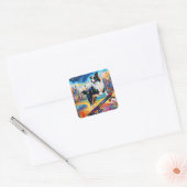 Border Collie Skateboarden Vierkante Sticker (Envelop)