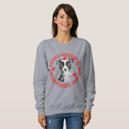 Border Collie, Sloppy Kisses Sweatshirt (Voorkant volledig)