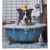 Border Collie Slordig Slaperig Schattig Grappig Douchegordijn (Voorkant)