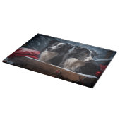 Border Collie Sneeuw Slede Kerst Decoratie Snijplank (Hoek)